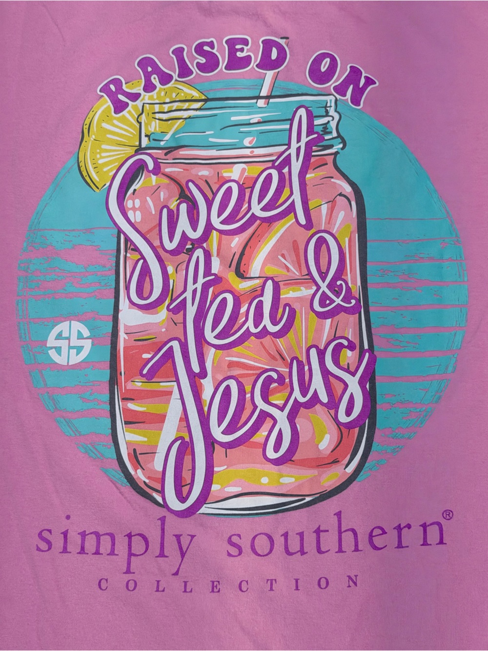 Simply Southern Pink Sweet Tea & Jesus LS Graphic Tee XXL